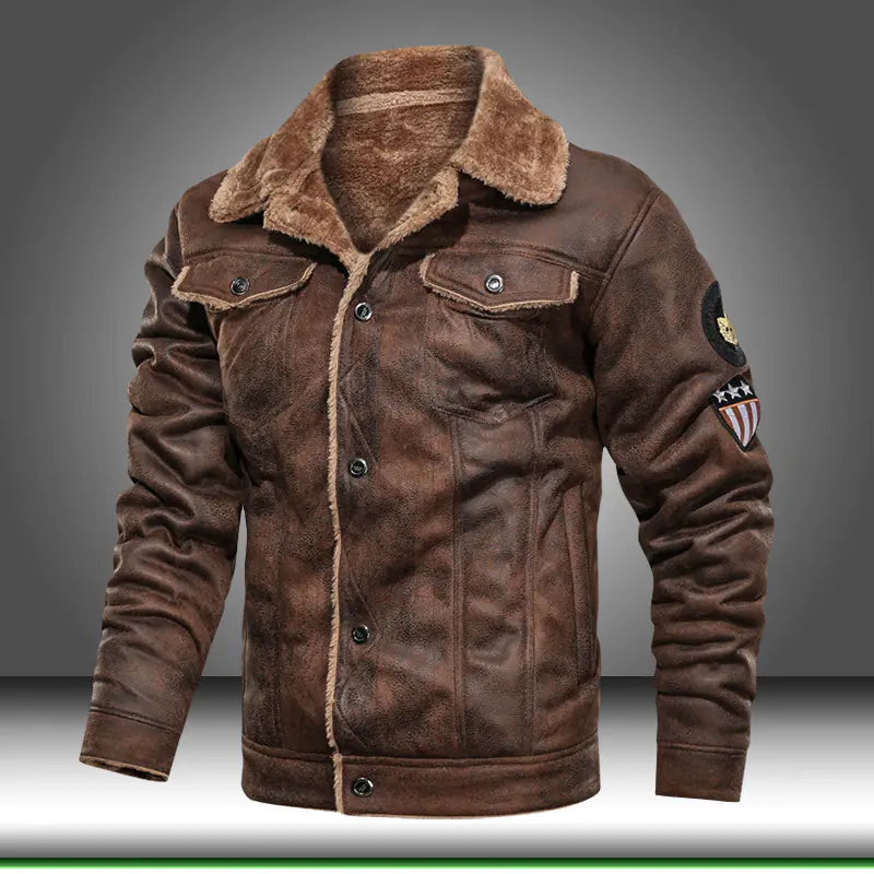 Chaqueta informal holgada , abrigo de piel de oveja para hombre