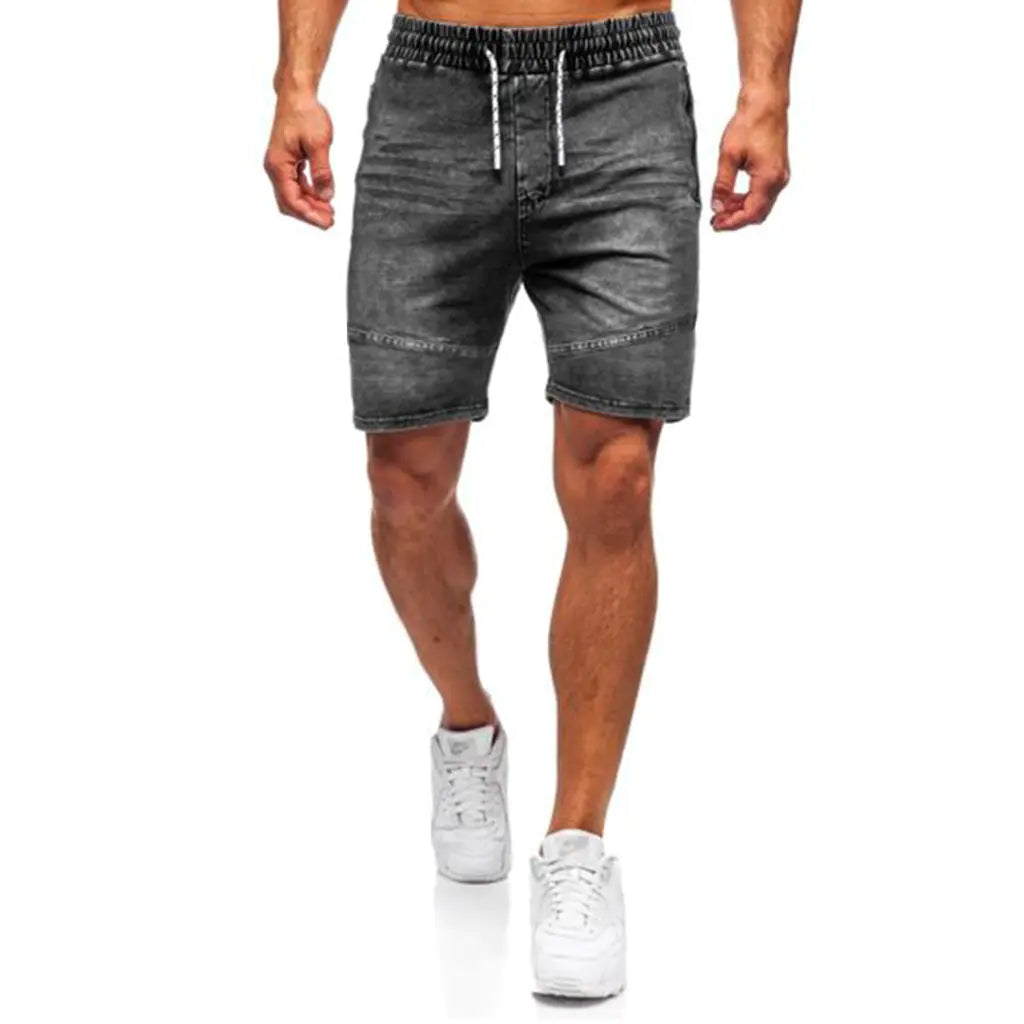 Pantalones cortos vaqueros casuales para hombre con cintura elástica