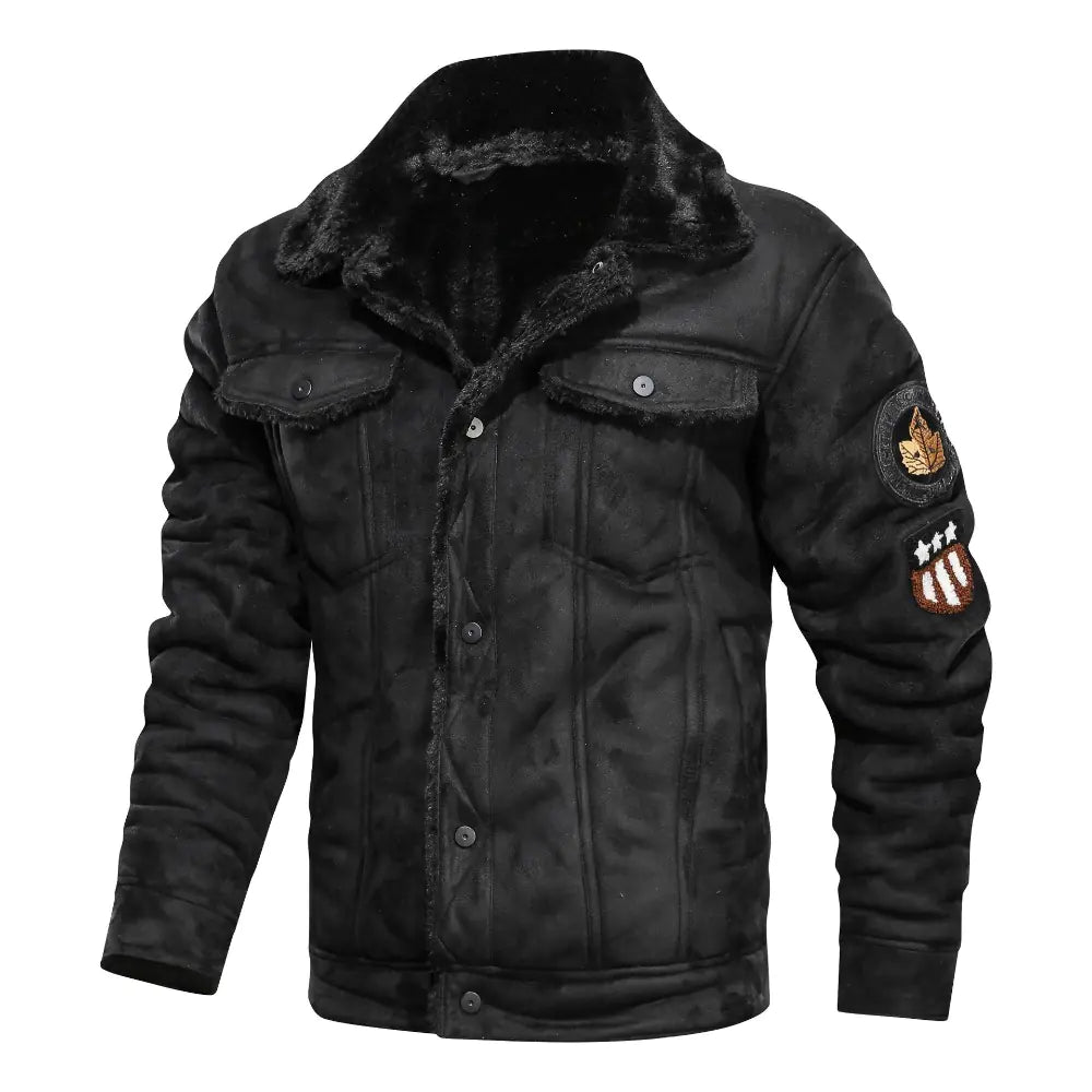 Chaqueta informal holgada , abrigo de piel de oveja para hombre