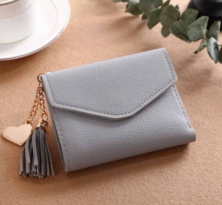 Cartera clásica de mujer con bordado y monedero