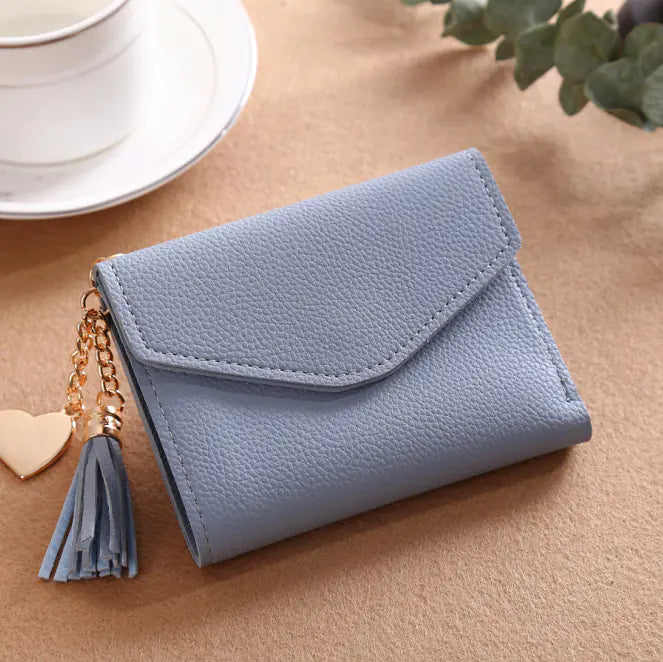Cartera clásica de mujer con bordado y monedero