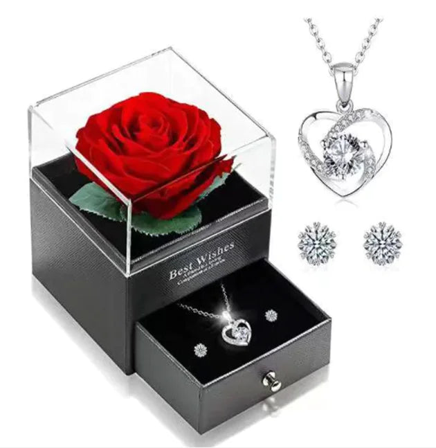 Juego de joyería de plata esterlina con forma de corazón