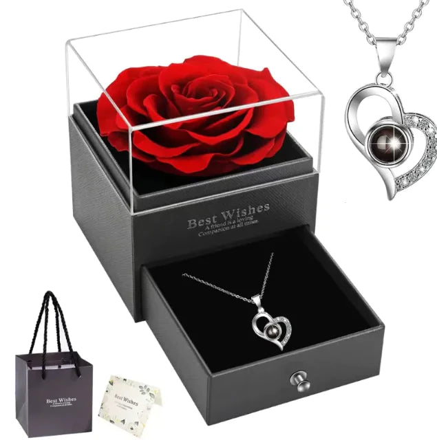 Juego de joyería de plata esterlina con forma de corazón