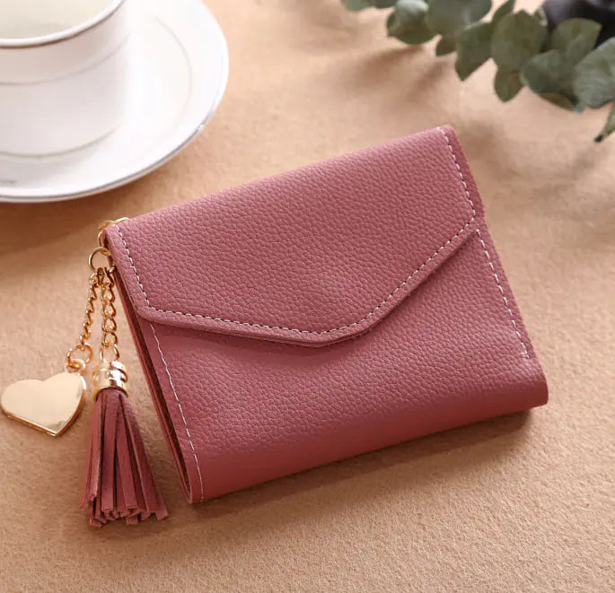 Cartera clásica de mujer con bordado y monedero
