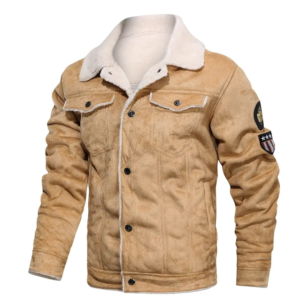 Chaqueta informal holgada , abrigo de piel de oveja para hombre