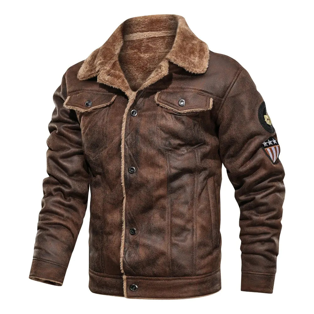 Chaqueta informal holgada , abrigo de piel de oveja para hombre