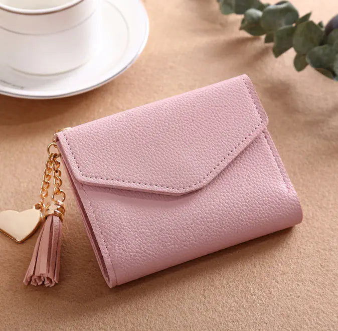 Cartera clásica de mujer con bordado y monedero