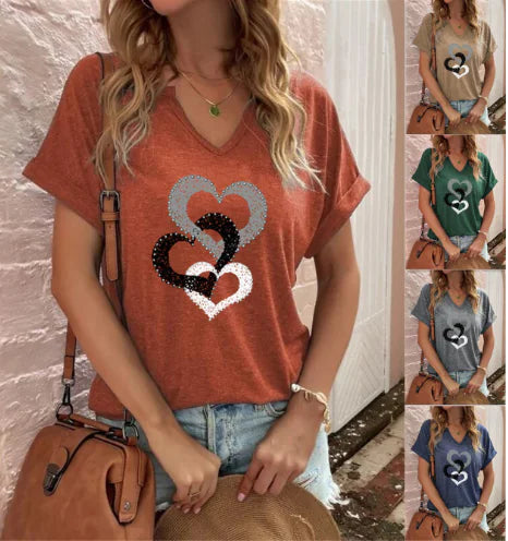 Camisetas cortas en V para mujer