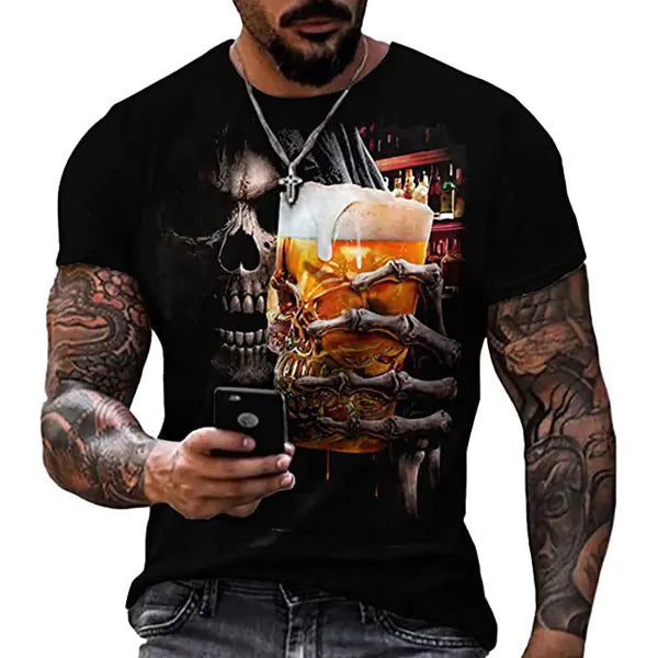 Camiseta informal para hombre con estampado de mitos en poliéster y elastano