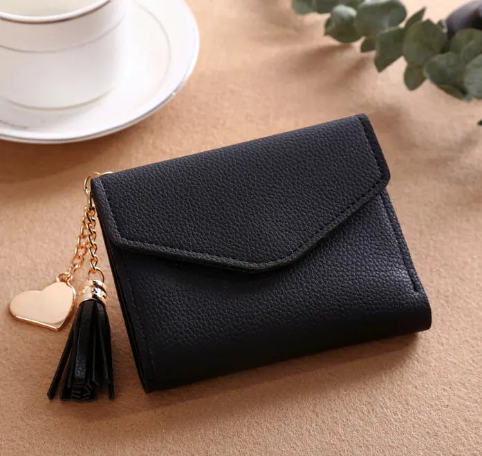 Cartera clásica de mujer con bordado y monedero