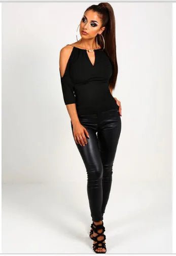 Camiseta de color liso con hombros descubiertos para mujer - Vant