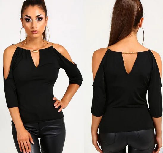 Camiseta de color liso con hombros descubiertos para mujer - Vant