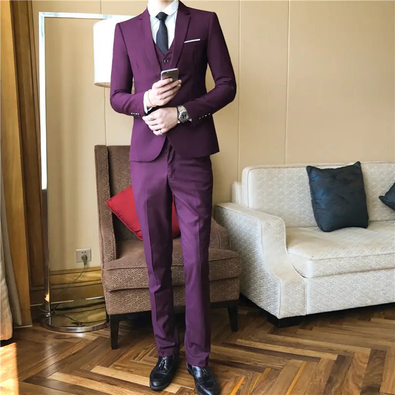 Conjunto de Traje de Boda para Hombre Ajustado de Color Sólido - Vant