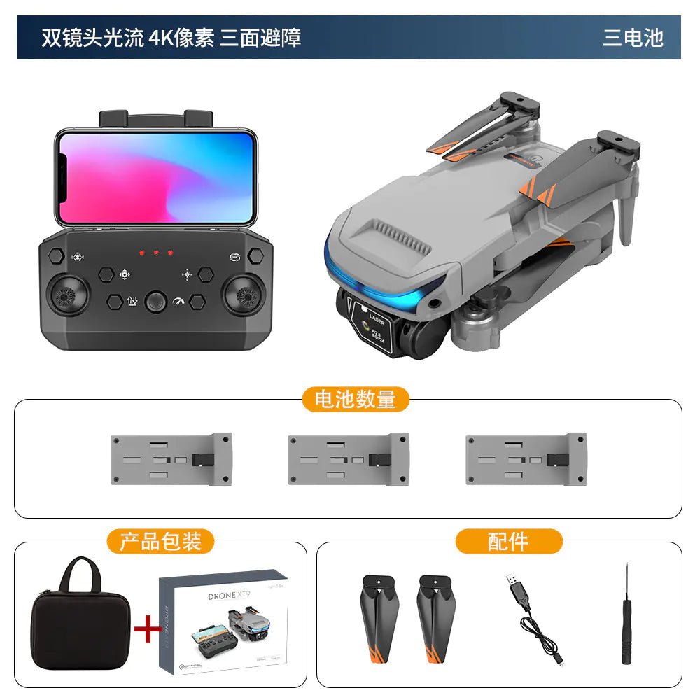 Dron cuadricóptero XT9 HD con cámara dual y mantenimiento de altitud - Vant