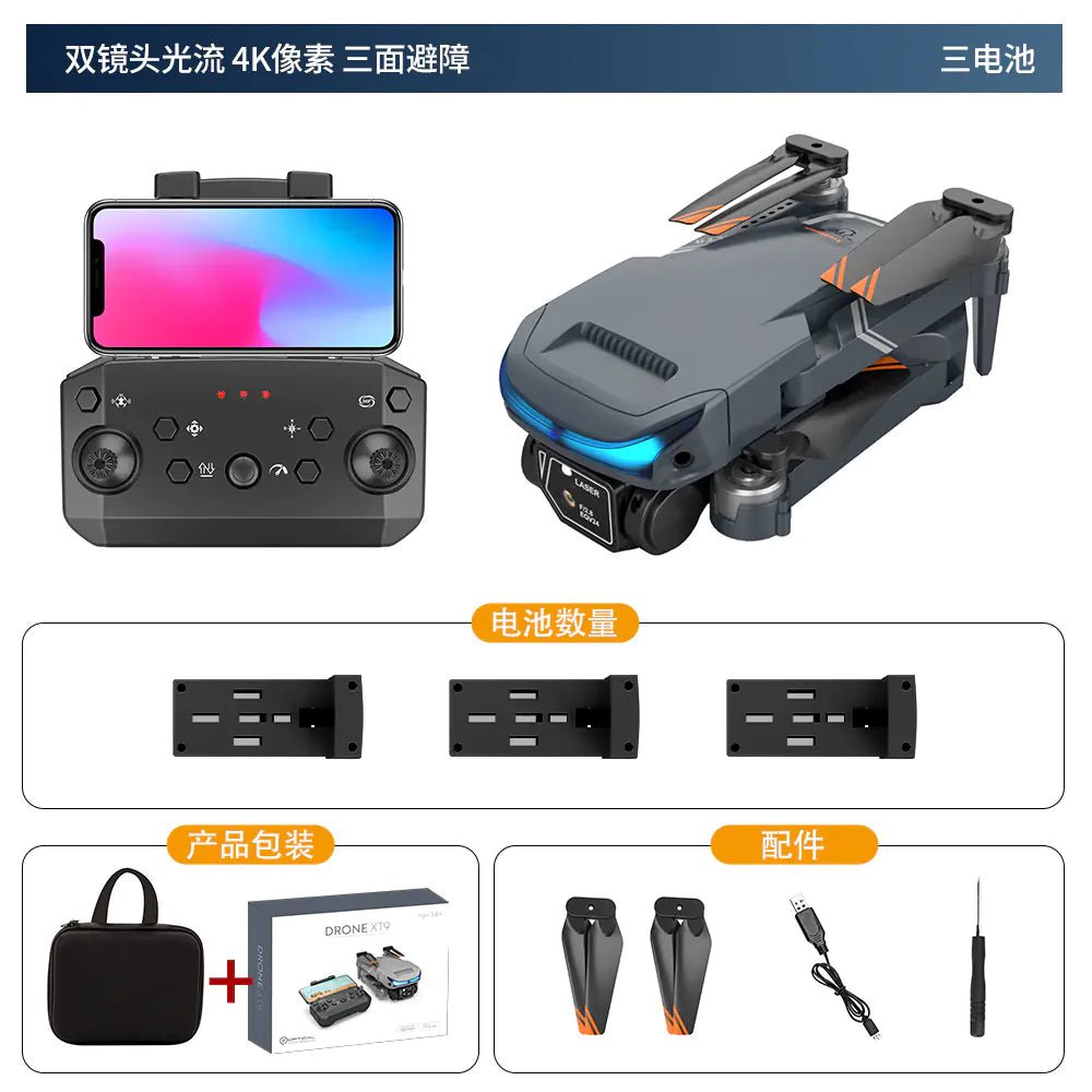 Dron cuadricóptero XT9 HD con cámara dual y mantenimiento de altitud - Vant