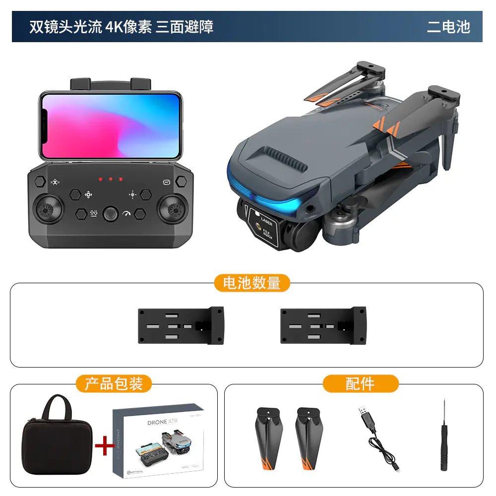 Dron cuadricóptero XT9 HD con cámara dual y mantenimiento de altitud - Vant