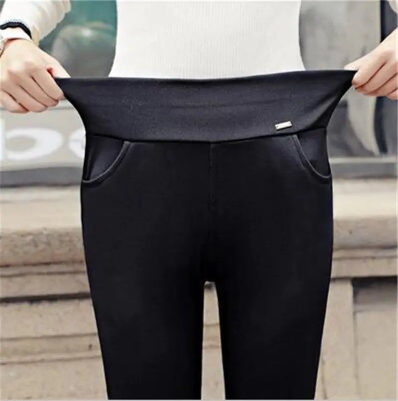 Pantalones ajustados de mujer con forro de felpa y cintura alta - Vant