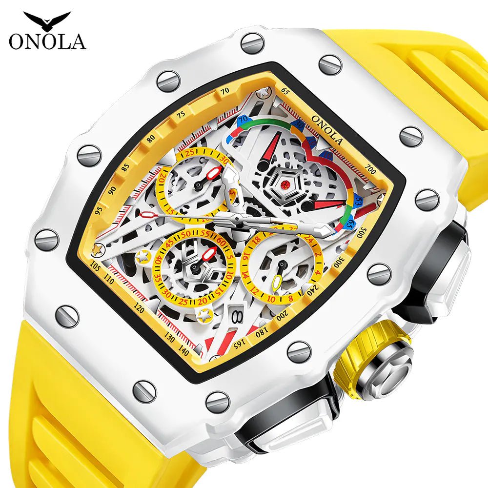 Reloj para hombre ONOLA estilizado, resistente al agua, de cuarzo, con correa de silicona - Vant
