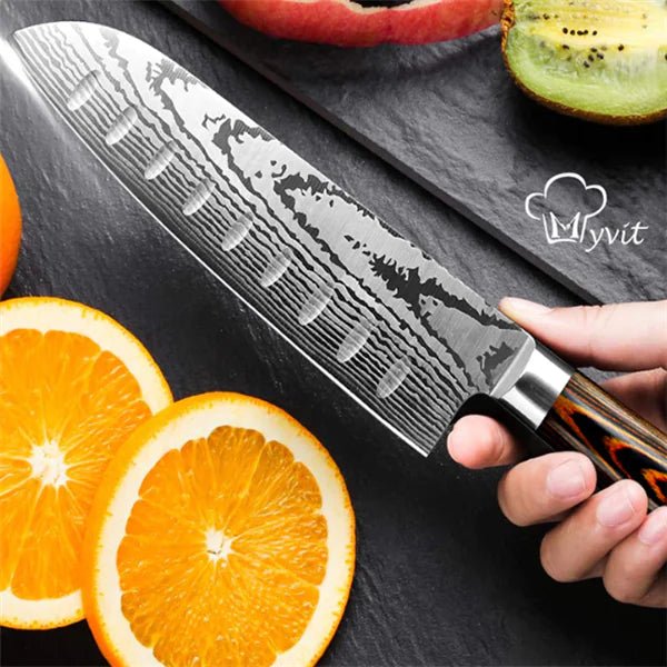 Set de cuchillos de cocina de acero inoxidable patrón Damasco (6 piezas) - Vant