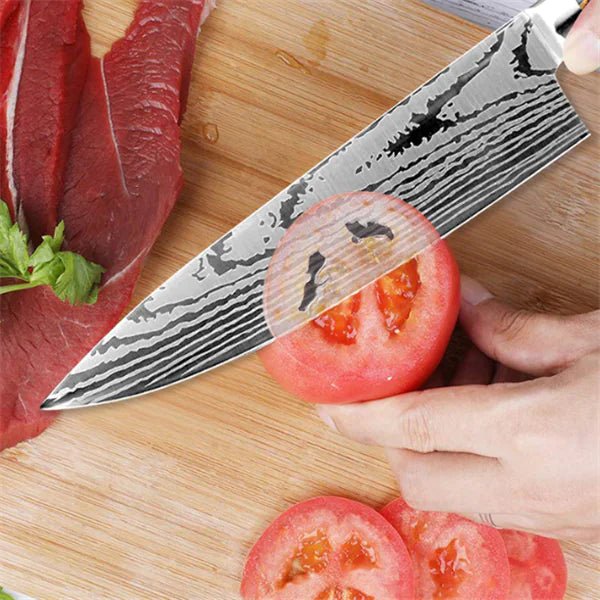 Set de cuchillos de cocina de acero inoxidable patrón Damasco (6 piezas) - Vant