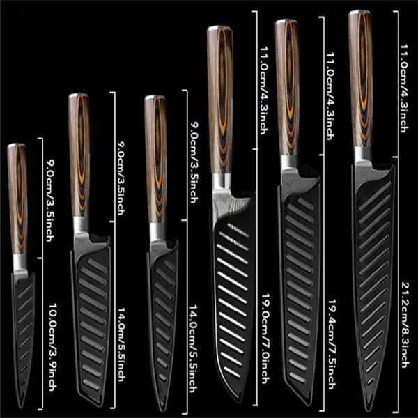 Set de cuchillos de cocina de acero inoxidable patrón Damasco (6 piezas) - Vant