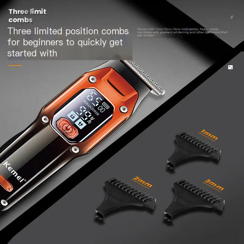 Kemei KM-658 LCD USB maquinilla para peluqueras