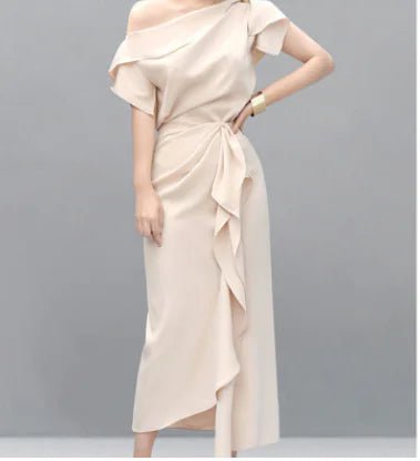 Vestido de dos piezas estilo Hepburn con diseño asimétrico - Vant