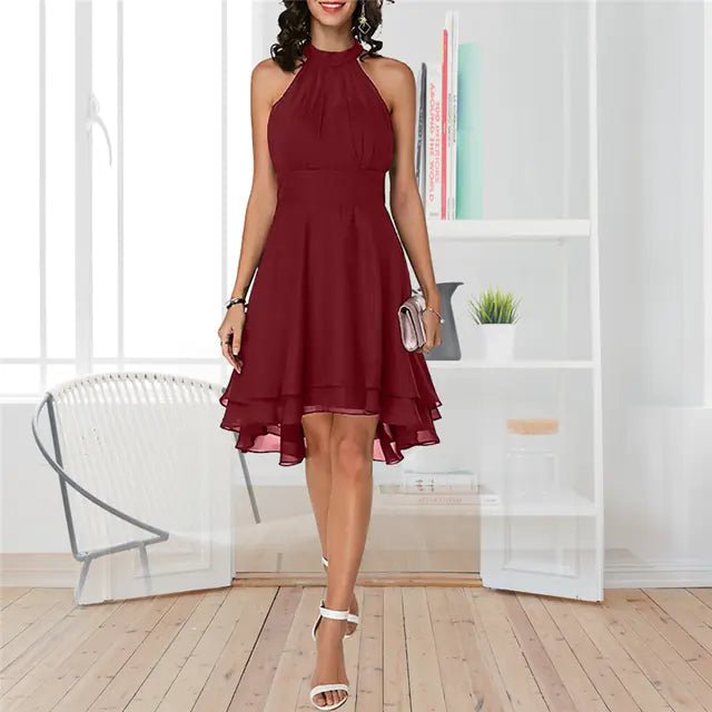 Vestido elegante de mujer sin mangas de gasa con cintura alta - Vant