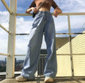 Pantalones vaqueros anchos de cintura alta y pierna recta para mujer