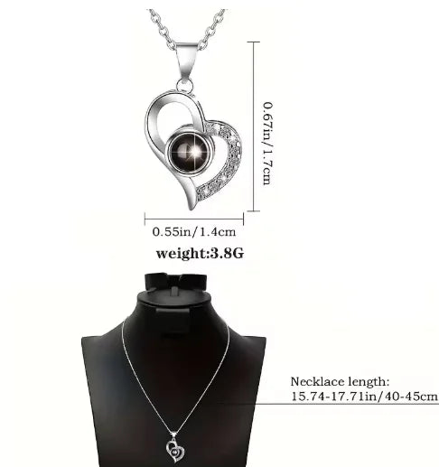 Juego de joyería de plata esterlina con forma de corazón